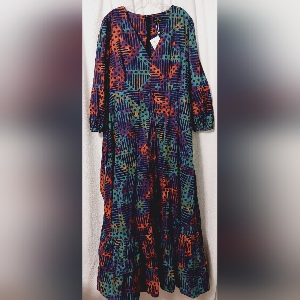 Nwt D'iyanu Colorful Patterned Maxi Dress With Pockets — image 4 of 8